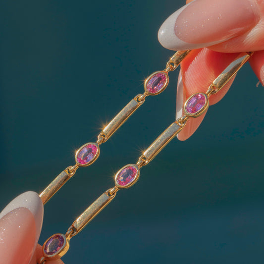 9ct Gold Pink Sapphire Bracelet, 2.30ct