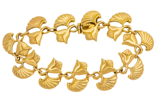 6.5 9ct Gold Flower Link Bracelet, 23.5g