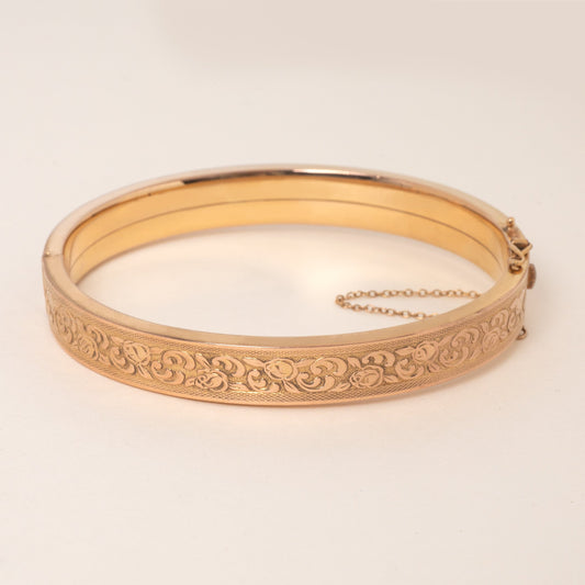 9ct Gold Engraved Rolled Gold Bangle
