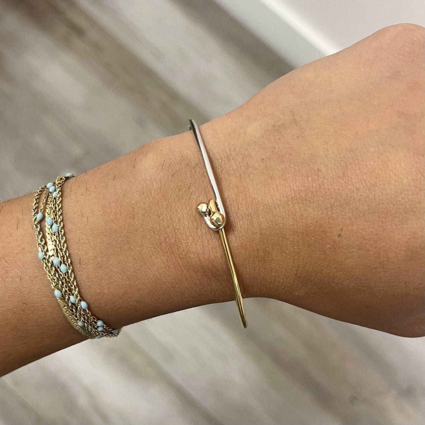 Vintage Two Tone Hook Bangle by Cartier
